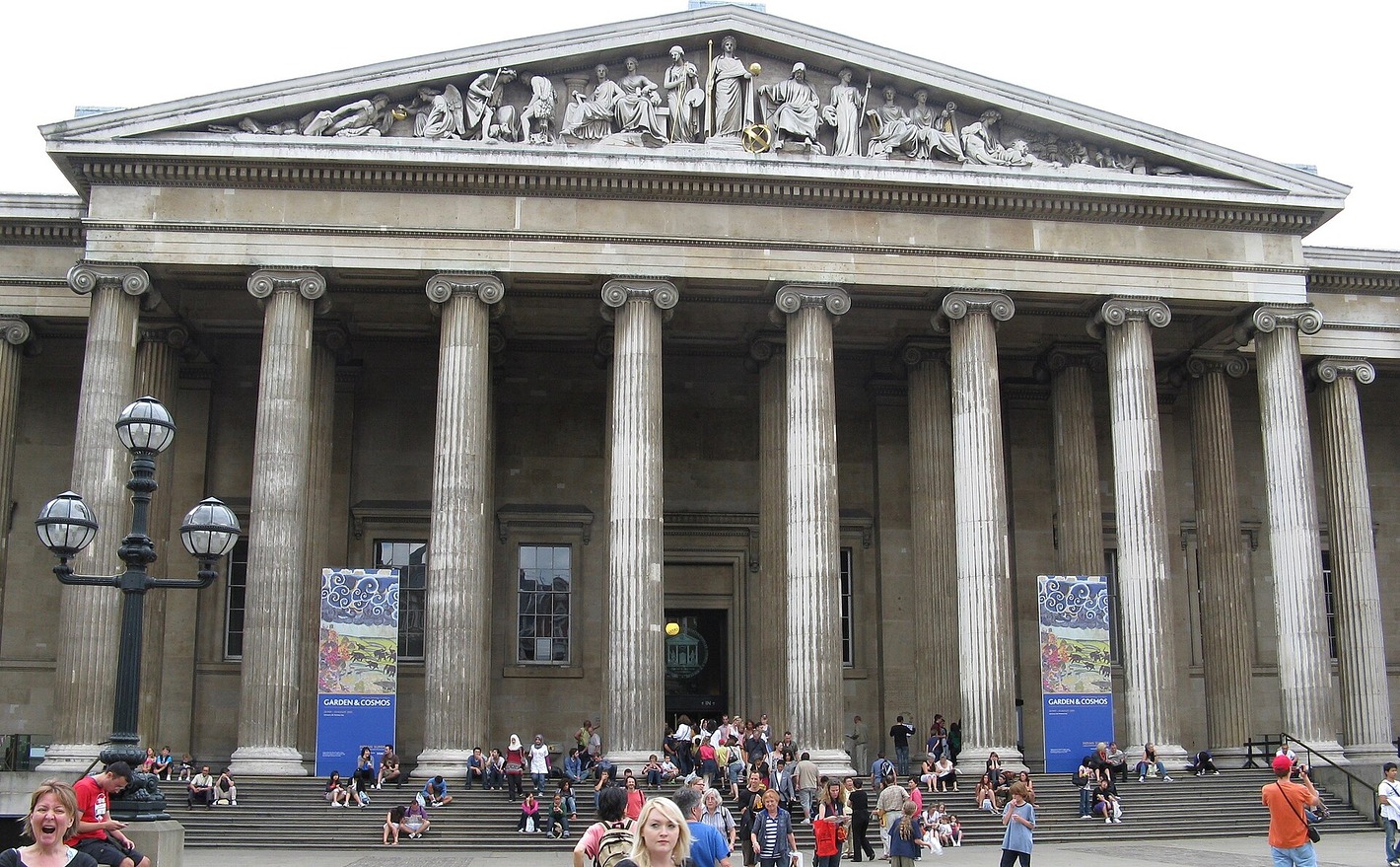 Greek Revival facade of the British Museum on Great Russell Street, London
